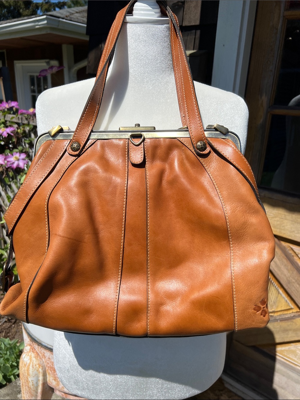 Patricia Nash Cognac Brown Leather Satchel